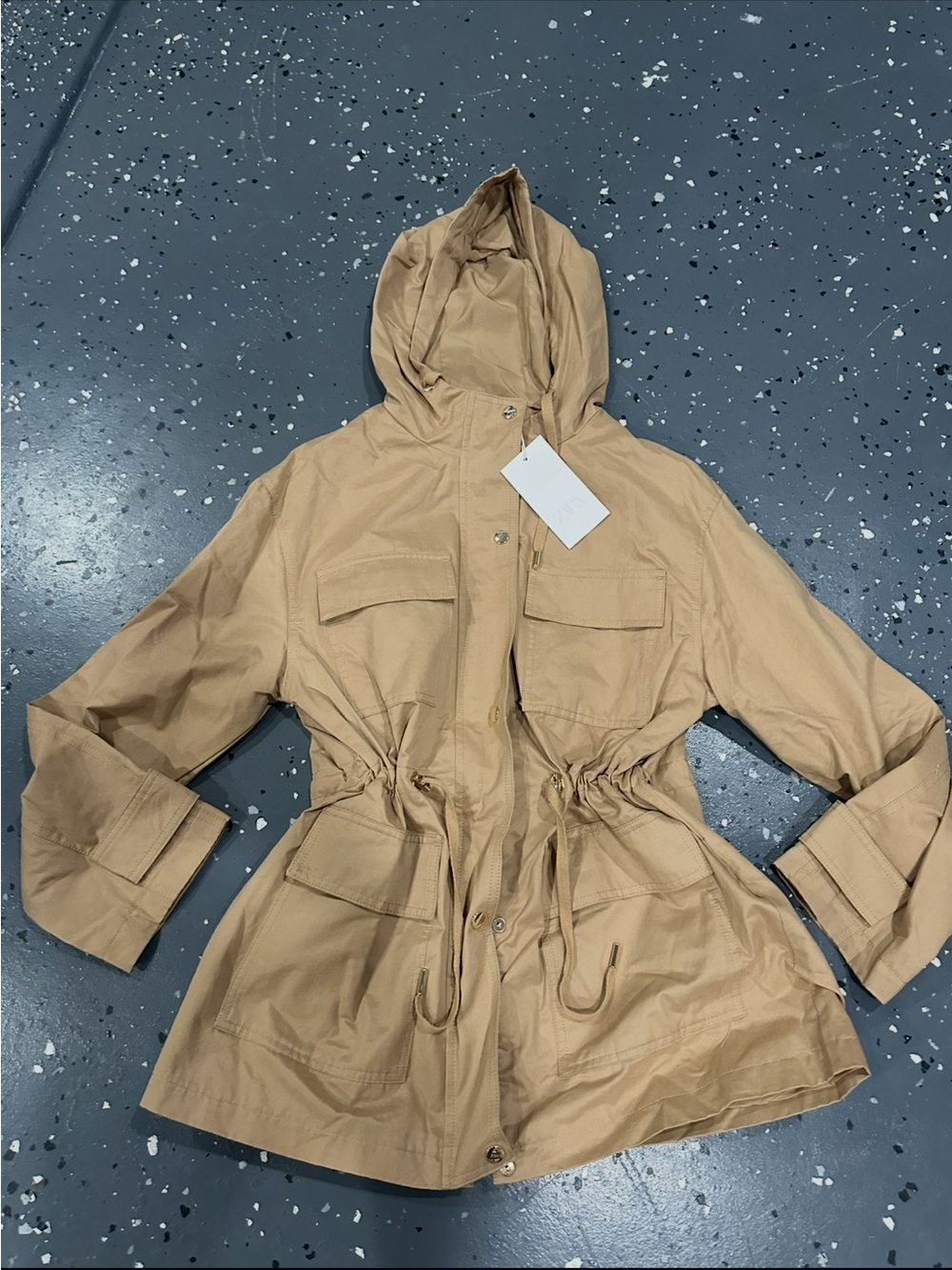 Zara Beige Hooded Utility Jacket
